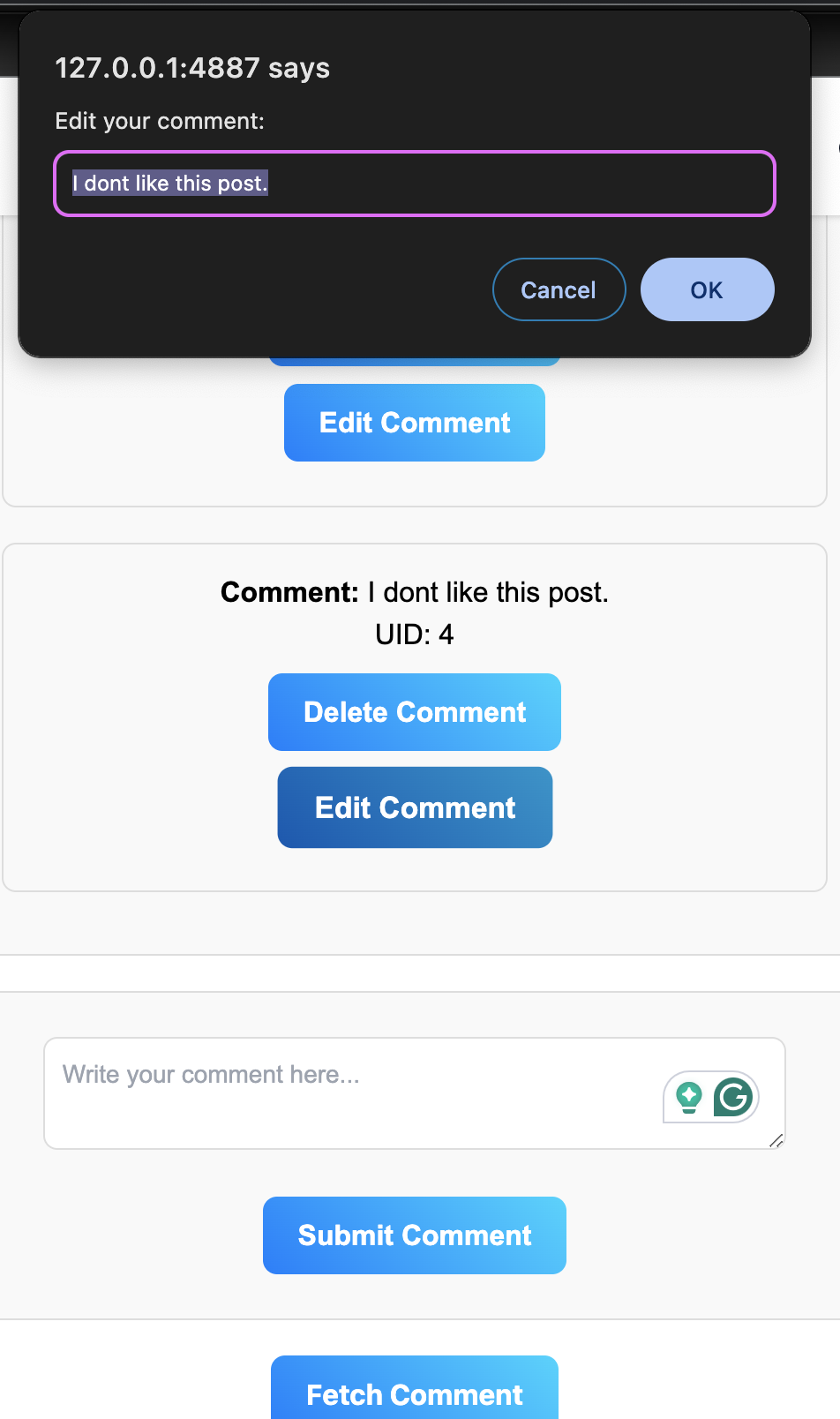 POST API Endpoint Screenshot